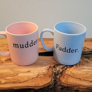 Newfie 'Mudder' and 'Fadder' Pink And Blue Mugs
